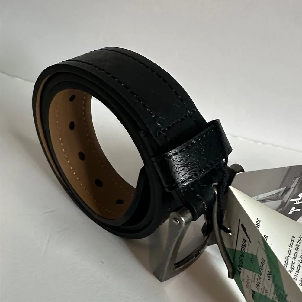 Mio Marino Argentina Inca Trail Classic Black Leather Belt for Men